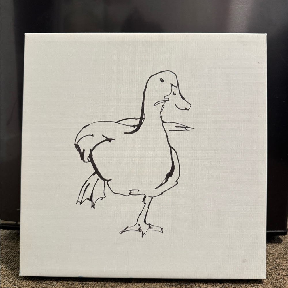 Minimalist Black Line Duck Canvas Art